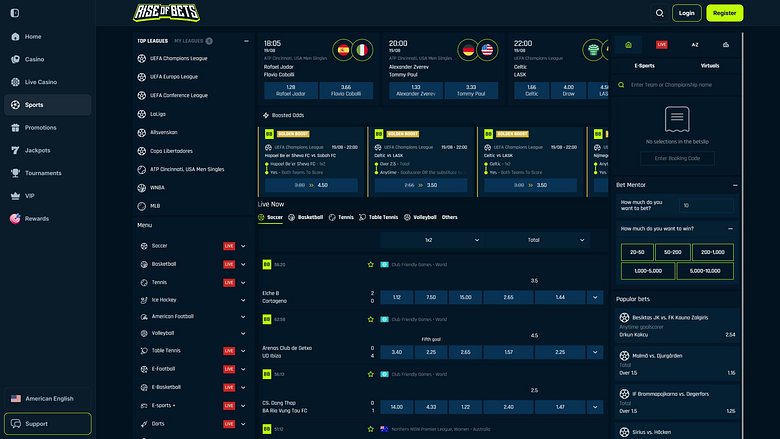 Sport von Rise of Bets Casino Desktop