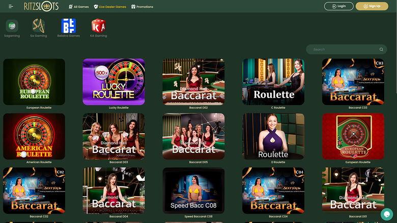 Ritz Slots Casino Desktop Live Dealer