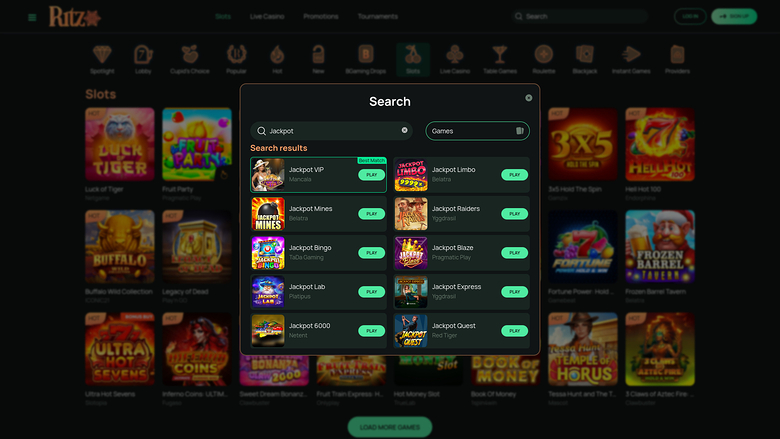 Jackpot de bureau du casino Ritzo