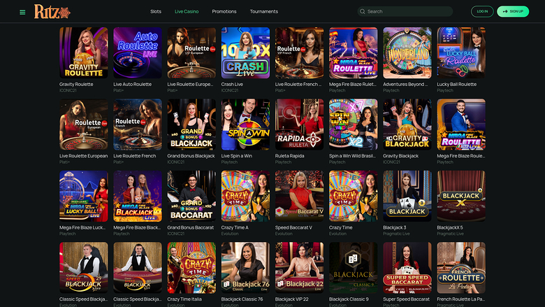 Ritzo Casino - Croupier en direct sur ordinateur