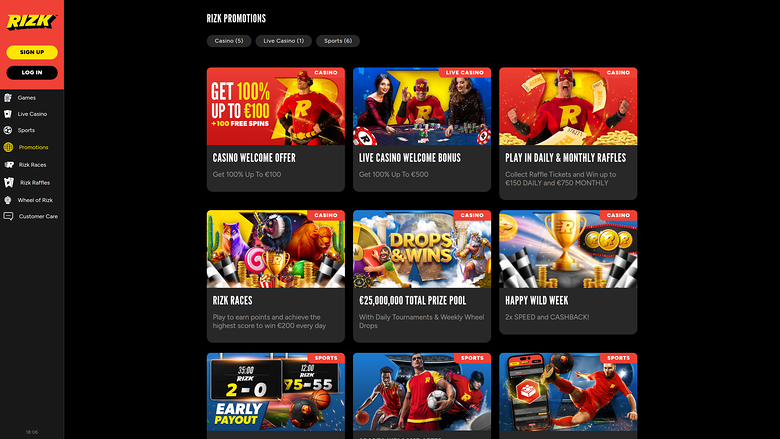 Promotions Rizk Casino sur ordinateur