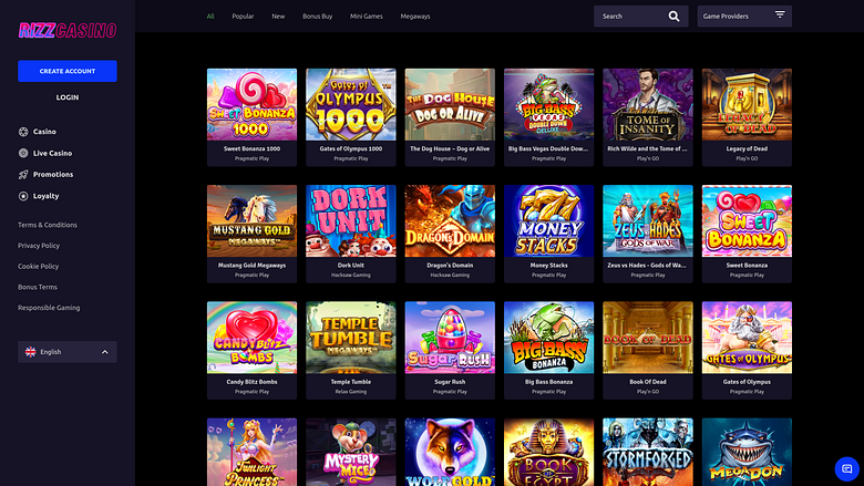 Giochi desktop del casinò Rizz