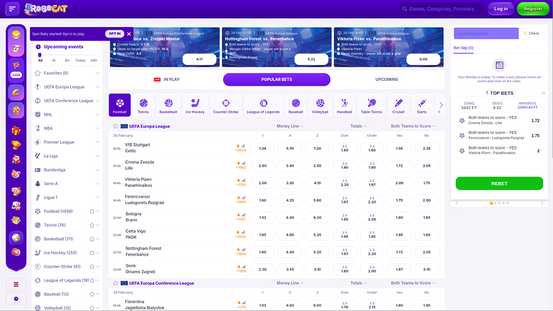 Casino Robocat pour ordinateurs de bureau - Paris sportifs