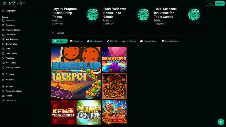 Rockbet Casino Desktop-Jackpot