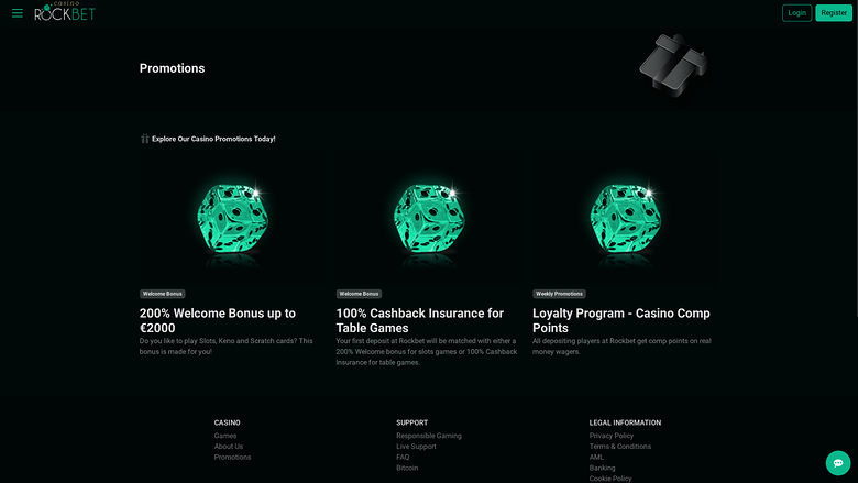 Rockbet Casino Desktop-Aktionen