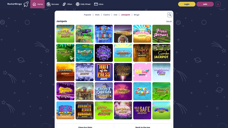 Jackpot du casino Rocket Bingo sur ordinateur