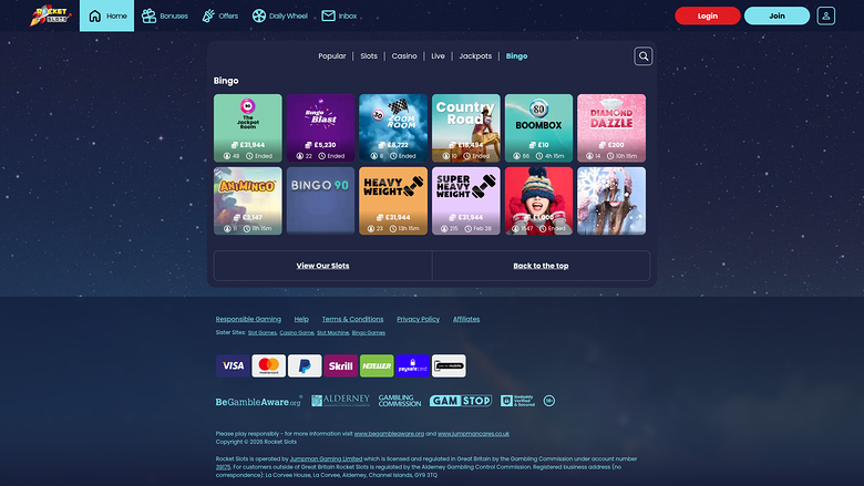 Bingo de bureau du casino Rocket Slots