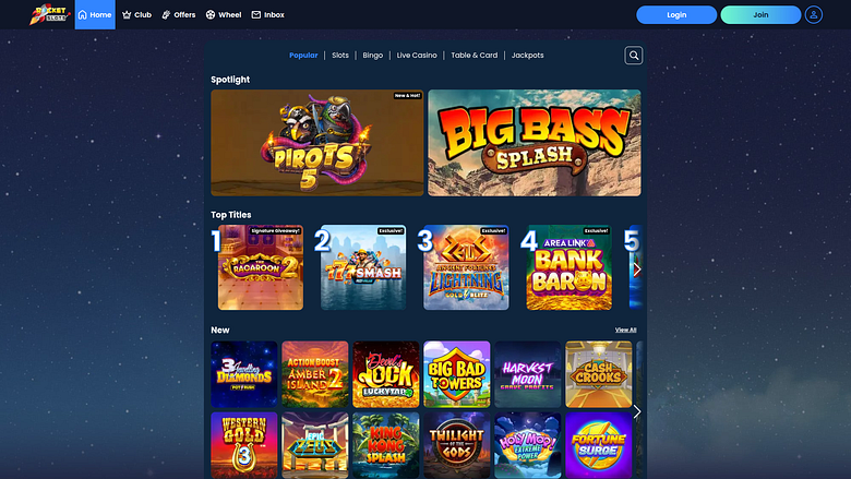 Игры для ПК в казино Rocket Slots