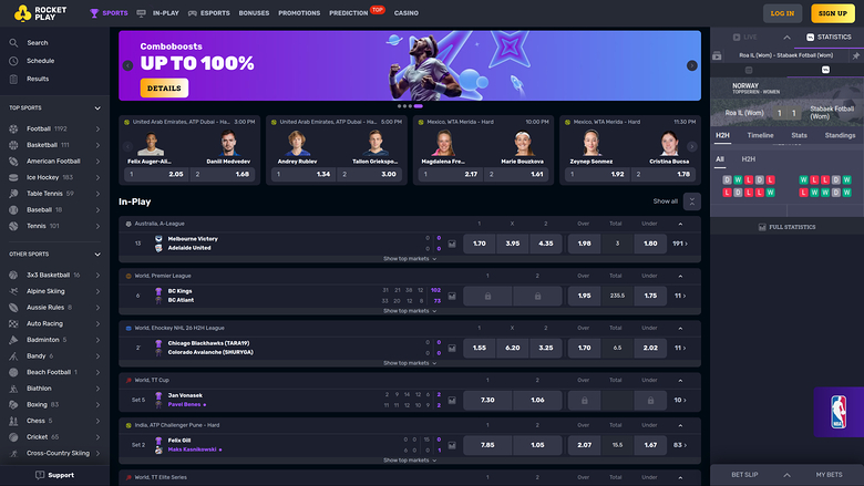 RocketPlay Casino, paris sportifs sur ordinateur