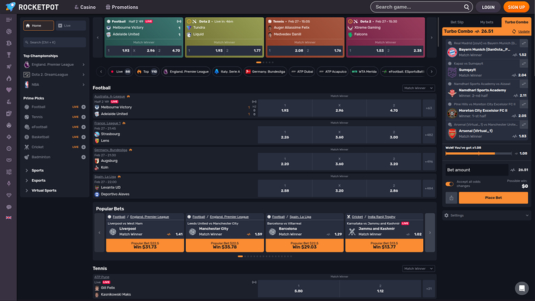Rocketpot Casino Desktop Sportsbook