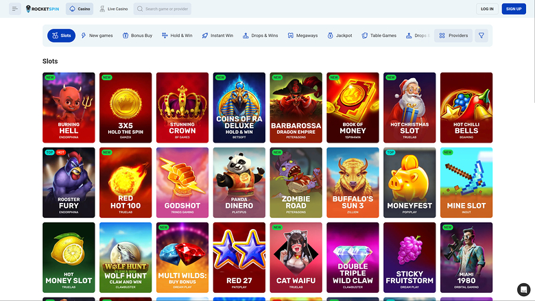Rocketspin Casino Desktop Games