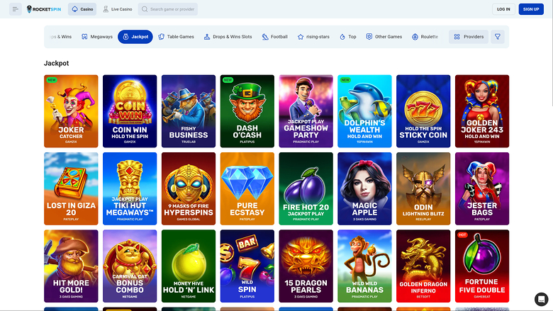 Rocketspin Casino Desktop Jackpot