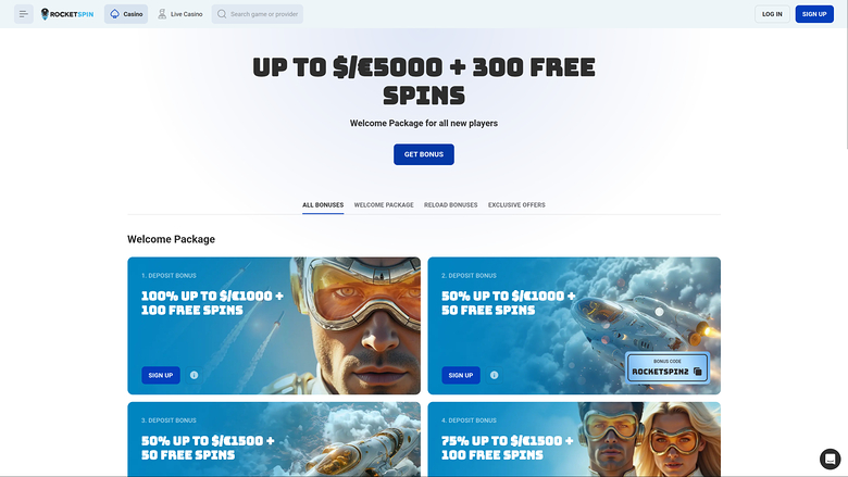Rocketspin Casino Desktop Promotions