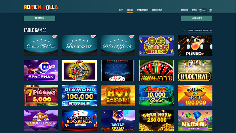 RockNRolla Casino Desktop Table Games