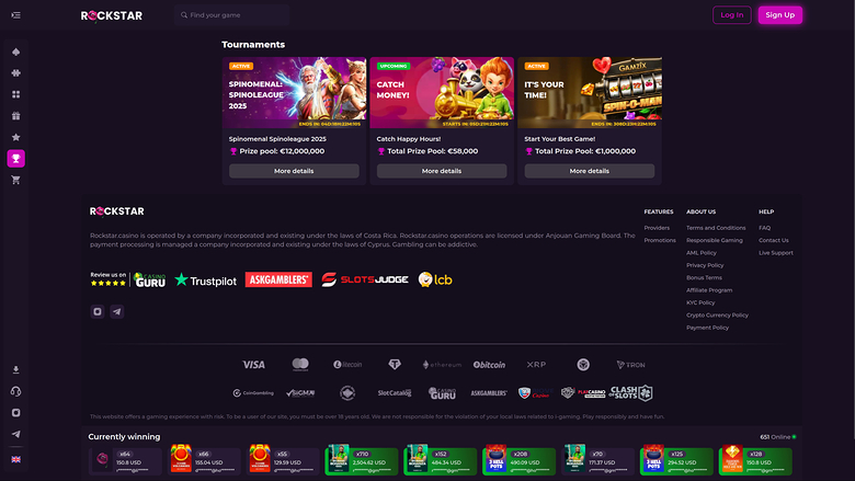 Rockstar Casino Desktop Tournaments