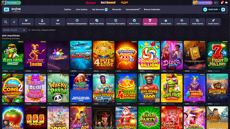 Jeux de casino RockstarWin pour ordinateur