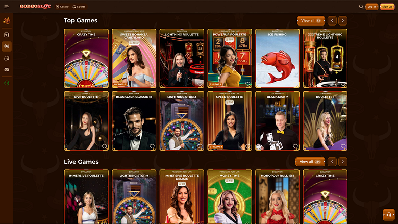 RodeoSlot Casino Десктоп Живой Дилер