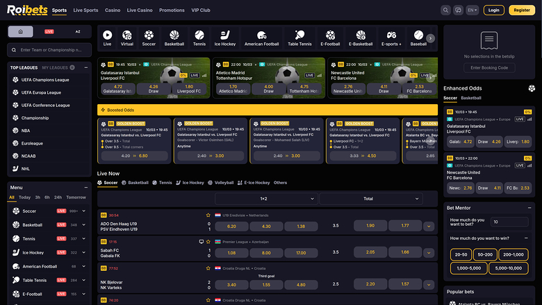 Roibets Casino Desktop Sports Betting