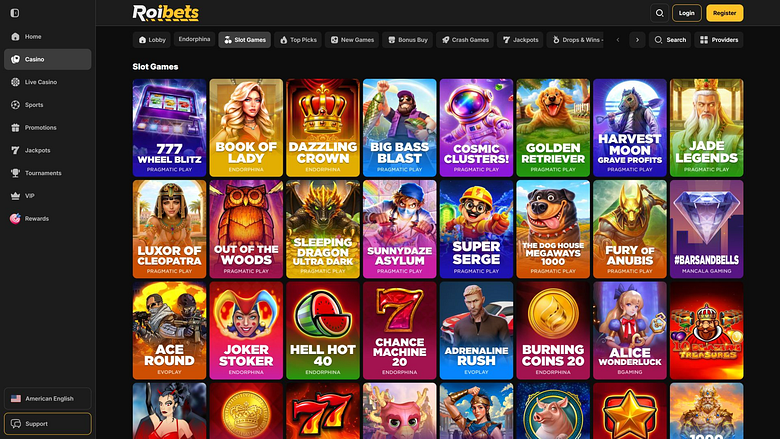 Jeux de casino Roibets sur ordinateur