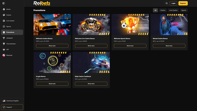 Promotions Roibets Casino sur ordinateur