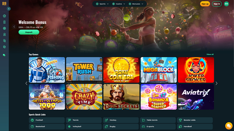 Домашняя страница казино RokuBet для ПК