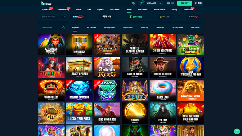 Rolletto Casino Desktop Games