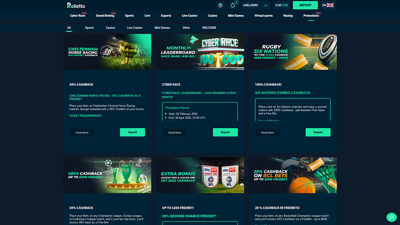 Rolletto Casino Desktop Promotions