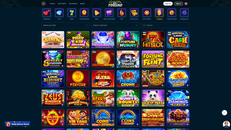 Rollino Casino Desktop Jackpot