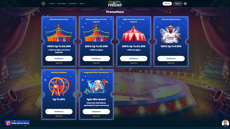 Rollino Casino Desktop Promotions