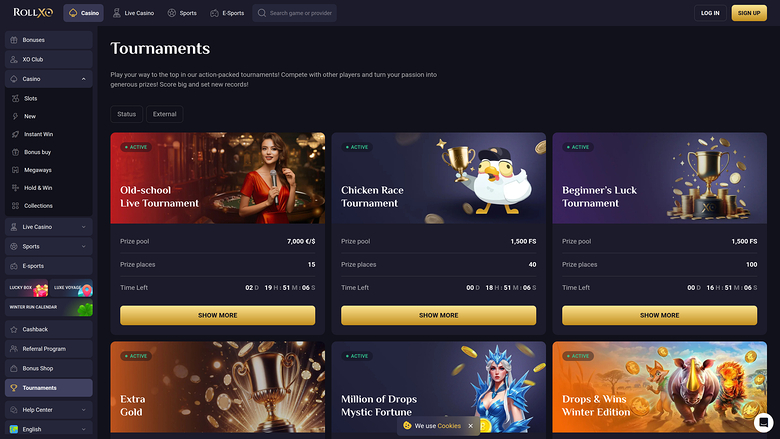 Rollxo Casino Desktop-Turniere