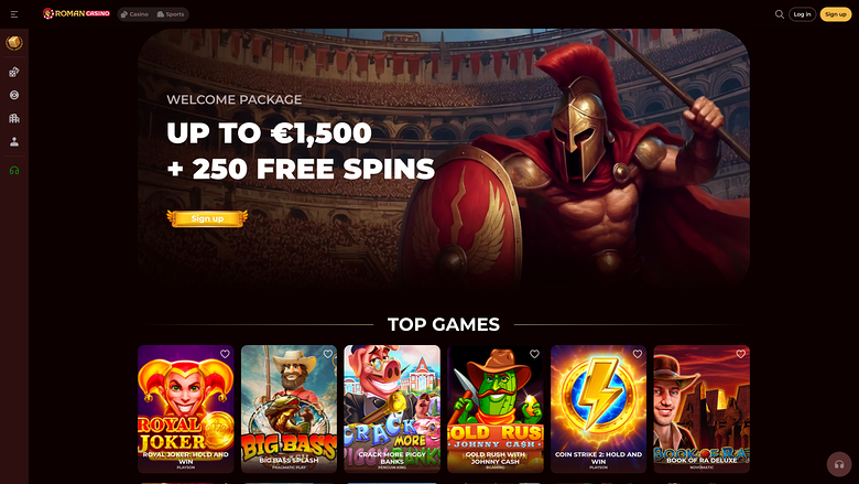 Page d'accueil du casino romain (version ordinateur)