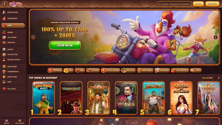 Roostino Casino Homepage