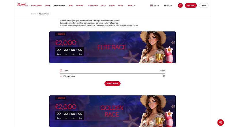 Rouge Casino Desktop-Turniere