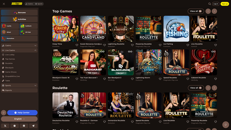 Roulettino Casino Desktop Live Dealer