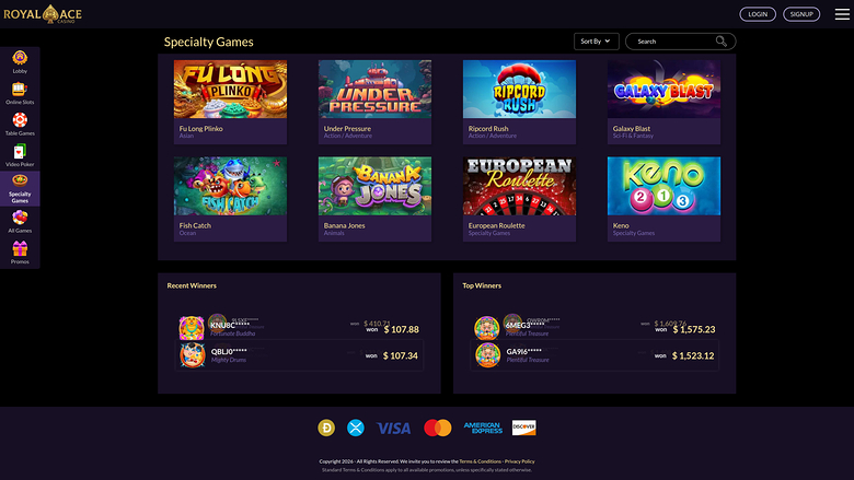 Royal Ace Casino Desktop Specialty Games