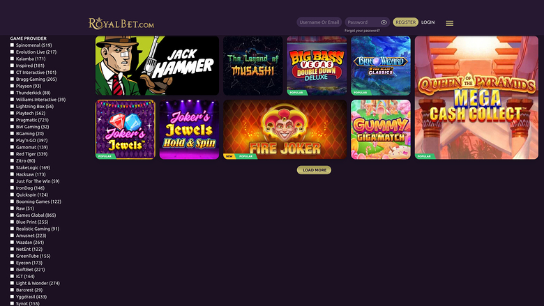 Développeurs de jeux de casino Royal Bet pour ordinateur