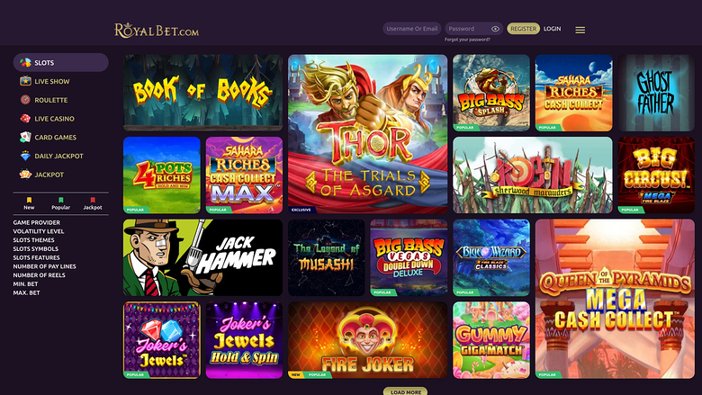 Jeux de casino Royal Bet sur ordinateur