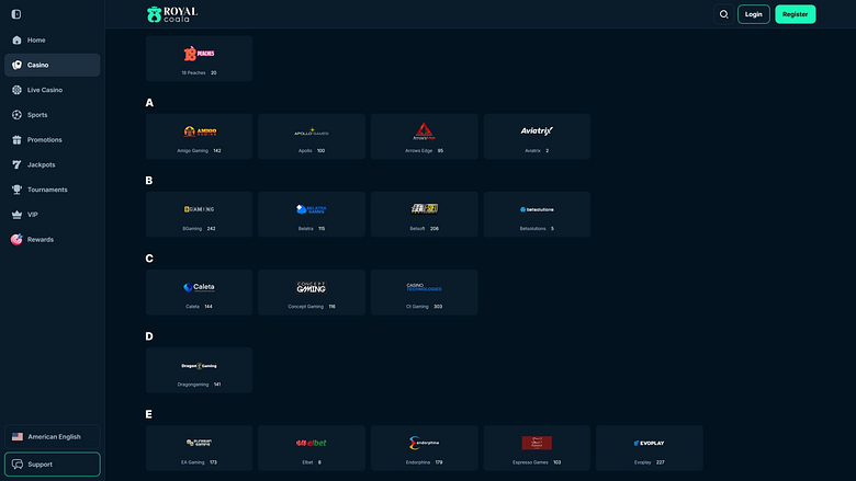 Desarrolladores de juegos de escritorio del Royal Coala Casino