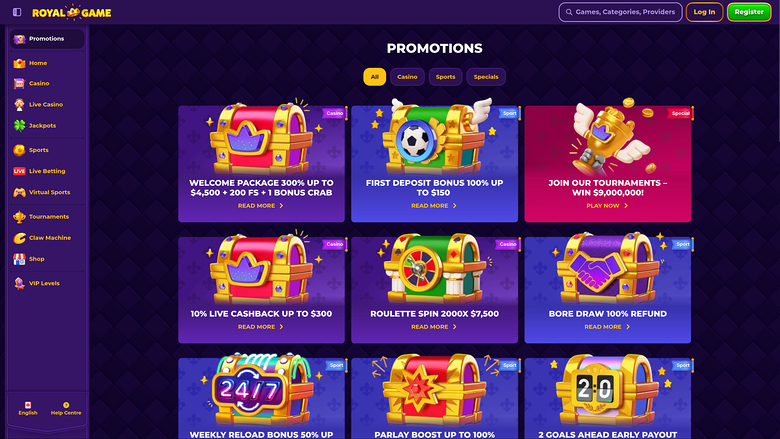 Royal Game Casino Desktop Promotions