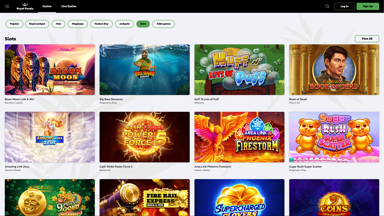 Jeux de casino Royal Panda sur ordinateur