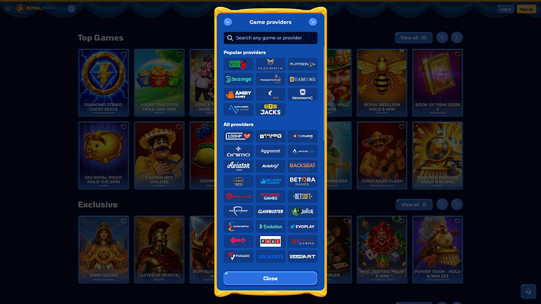 Entwickler des Royal Spinia Casino Desktop-Spiels