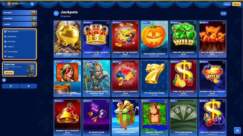 Royal Spinia Casino Desktop-Jackpot