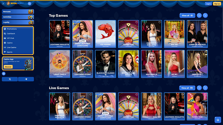 Royal Spinia Casino Desktop Live Dealer