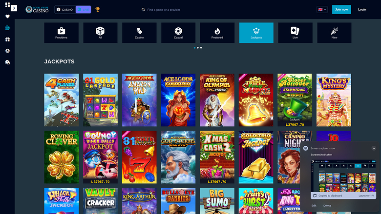 Jackpot du casino Royal Swipe sur ordinateur