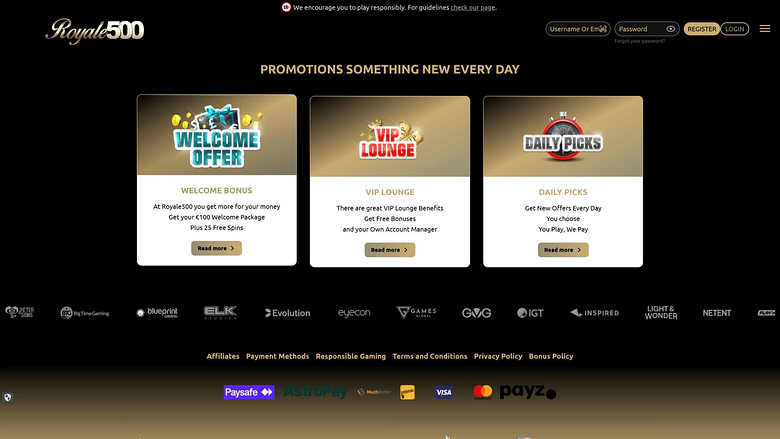 Royale500 Casino Desktop Promotions
