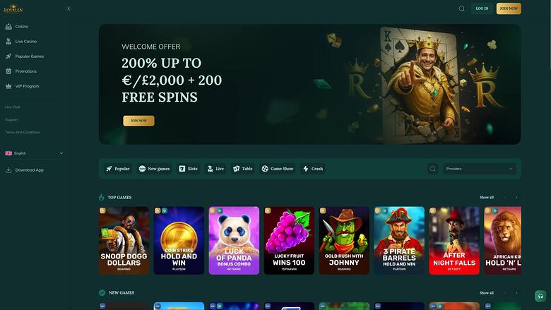 Главная страница казино Royalen