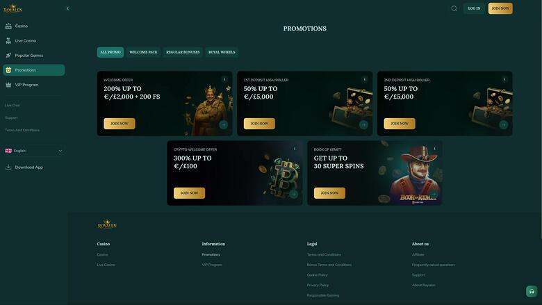 Страница акций Royal Casino