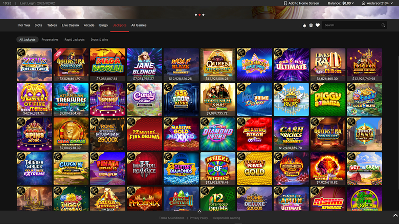 Jackpot desktop del casinò Ruby Fortune