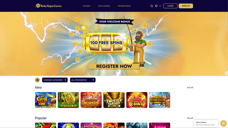 Pagina iniziale desktop del casinò Ruby Vegas