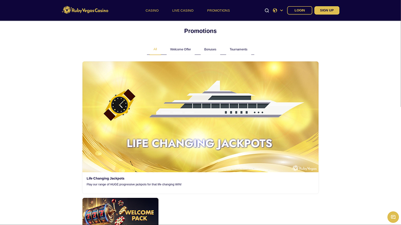 Promozioni desktop del casinò Ruby Vegas